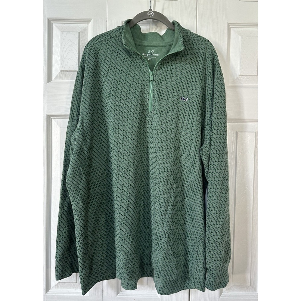 Vineyard Vines Sweater Green 1/4 Saltwater Sweatshirt Martini Glass Men's 2XL
